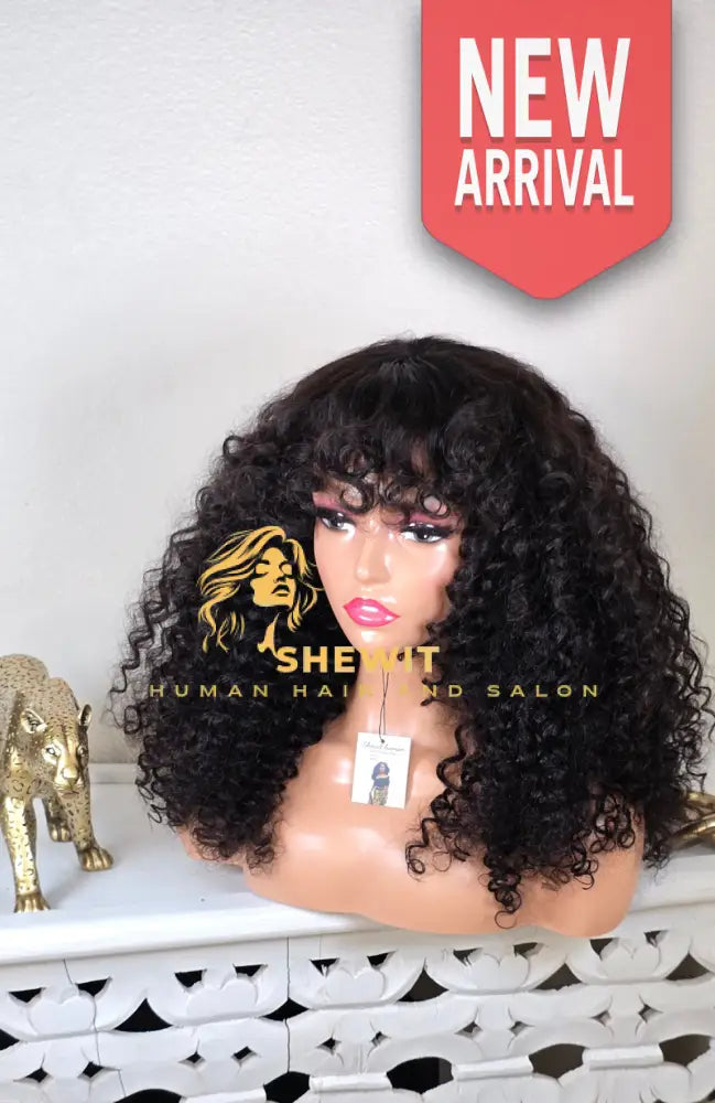 100 % human hair clouser deep wave bang cut