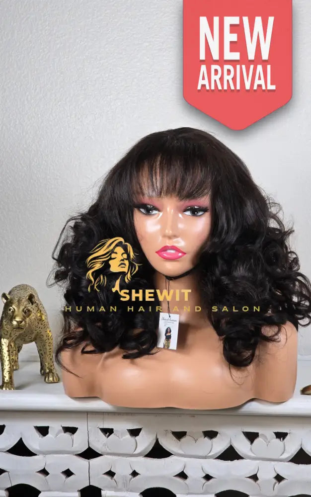 100% human hair lace clouser wig wave Bang cut
