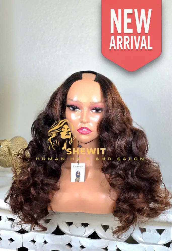 100% Human Hair upart wig light cinnamon body wave