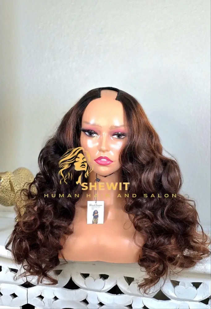 100% Human Hair upart wig light cinnamon body wave
