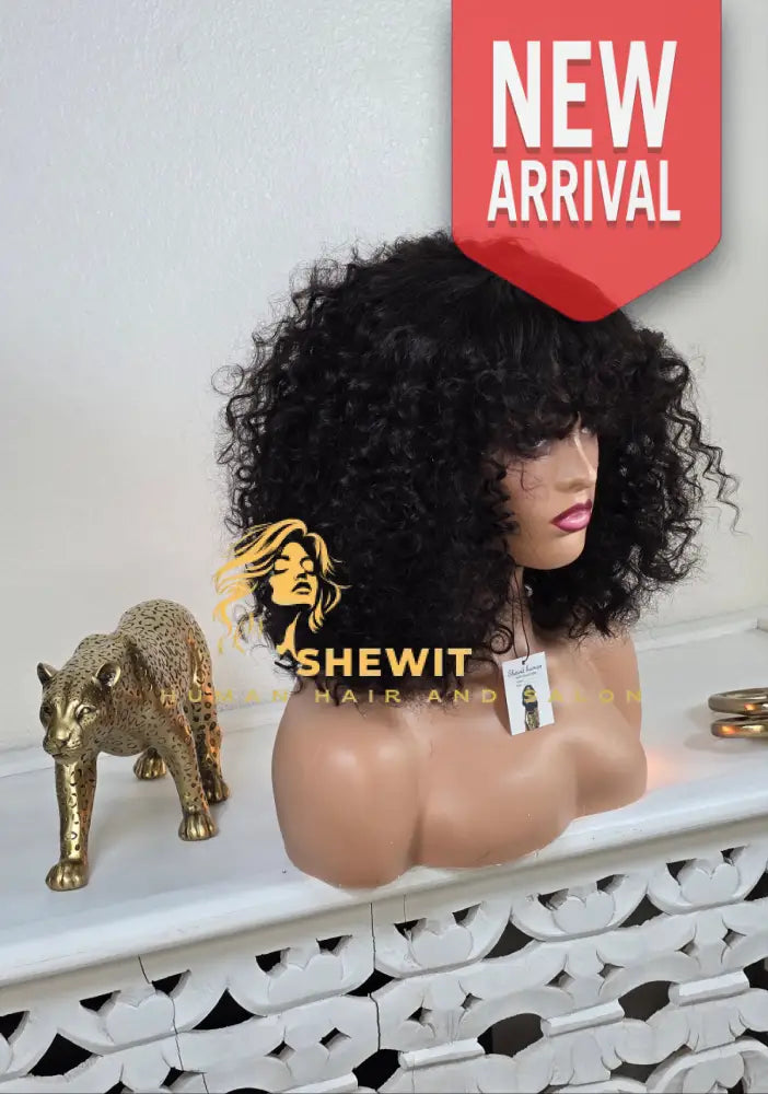 100% Human Hair wig water curly bang cut