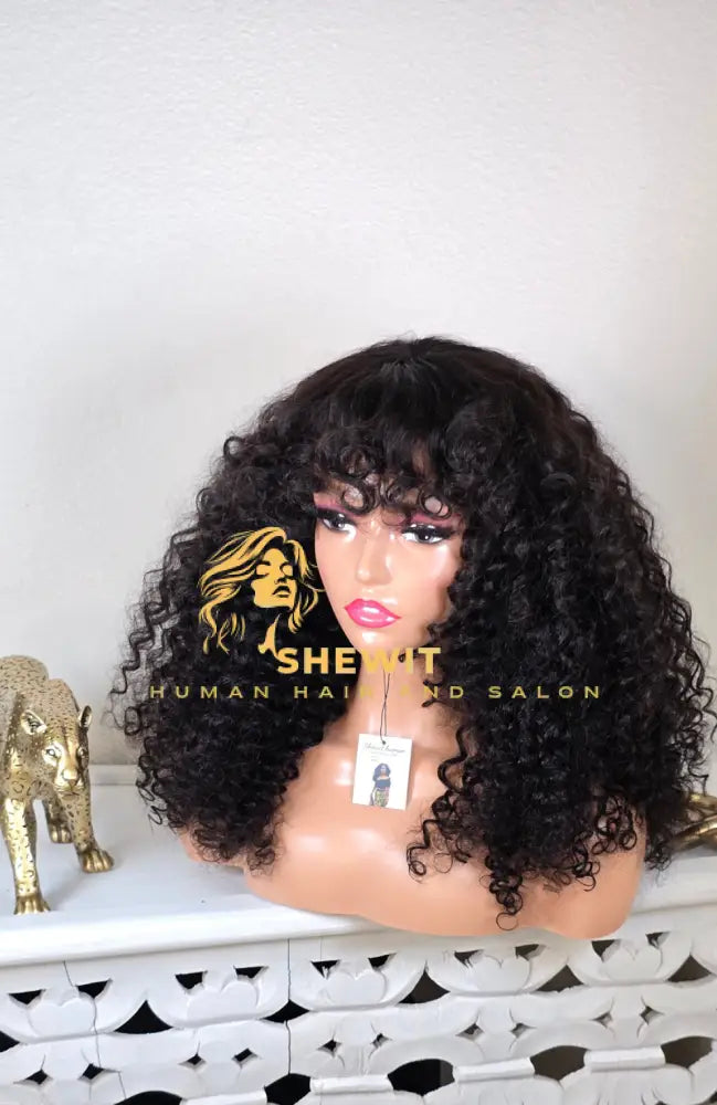 100 % human hair clouser deep wave bang cut