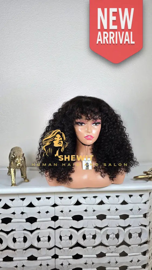 100 % human hair clouser deep wave bang cut
