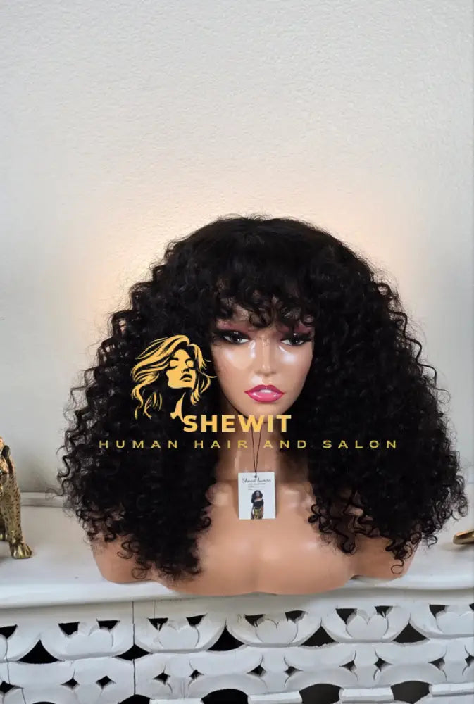 100 % human hair clouser deep wave bang cut