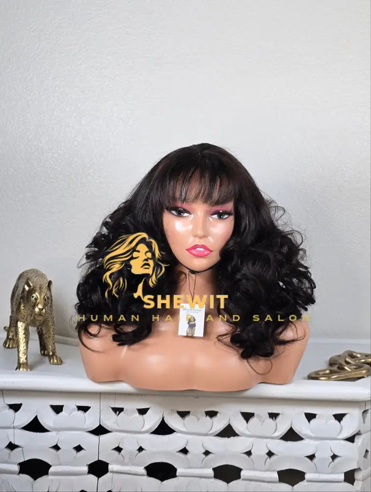 100% human hair lace clouser wig wave Bang cut
