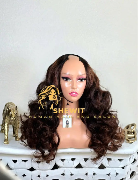 100% Human Hair upart wig light cinnamon body wave