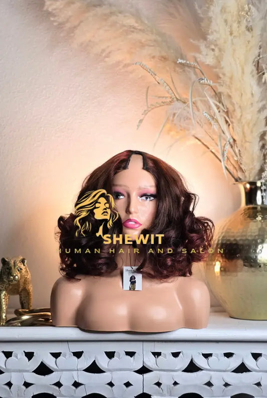 Upart wig burgundy brown. Human Hair